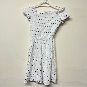 Hm white mini polka dot dress small